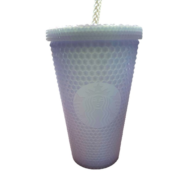 Authentic Starbucks 2021 Holiday Studded Icy White/Purple Tint Plastic Tumbler - Picture 2 of 7